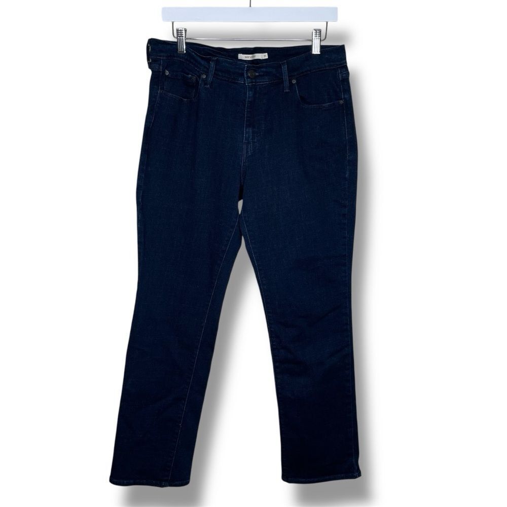 Levis 505 Dark Blue Wash Denim Jeans Straight Leg Women Size W31 L32 Mid Rise